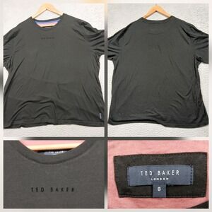 Ted Baker London T-Shirt Womens Size 6 Black Cotton Short Sleeve Embroidered